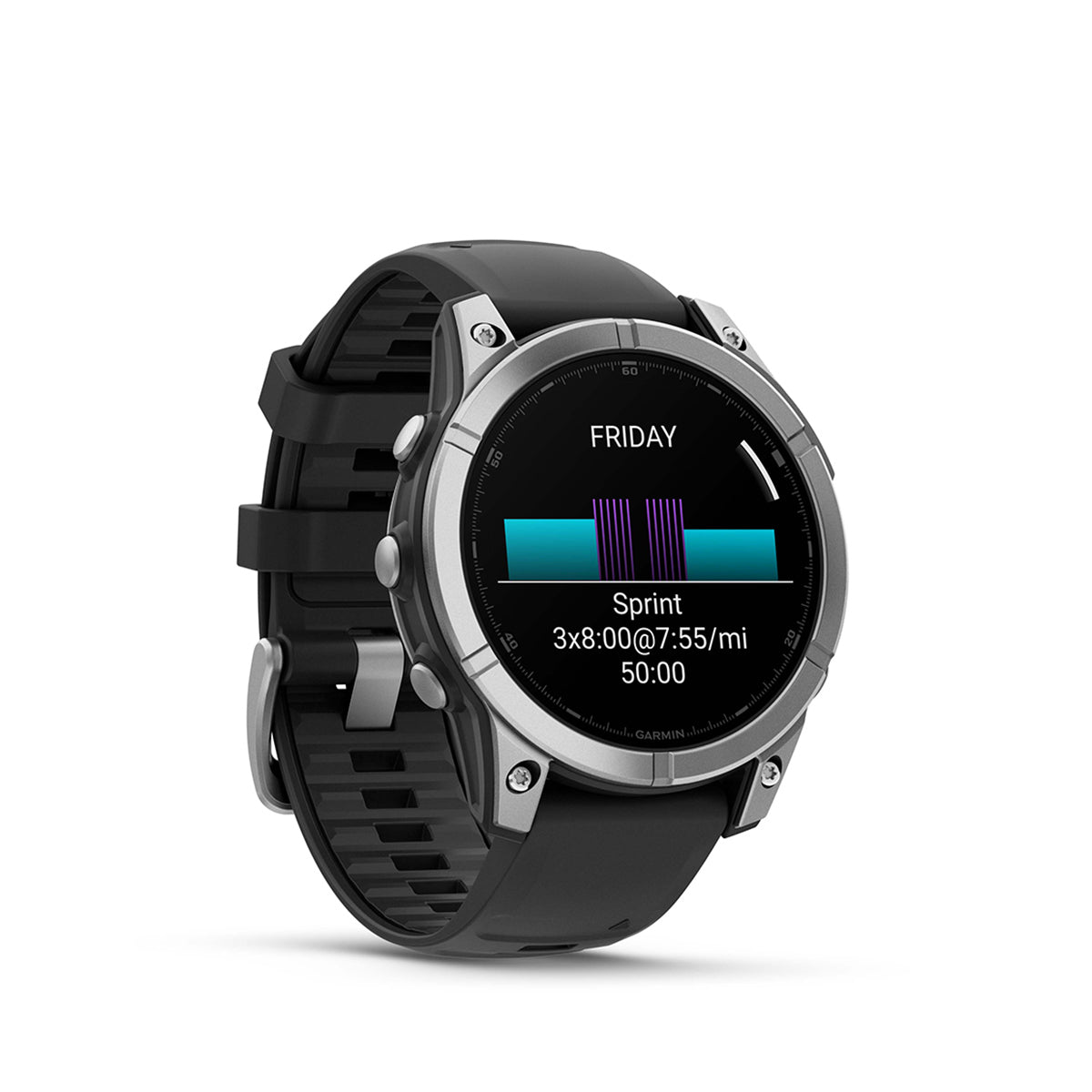 Garmin fenix E 47mm AMOLED GPS Smartwatch, Stainless Steel with Black Silicone Band