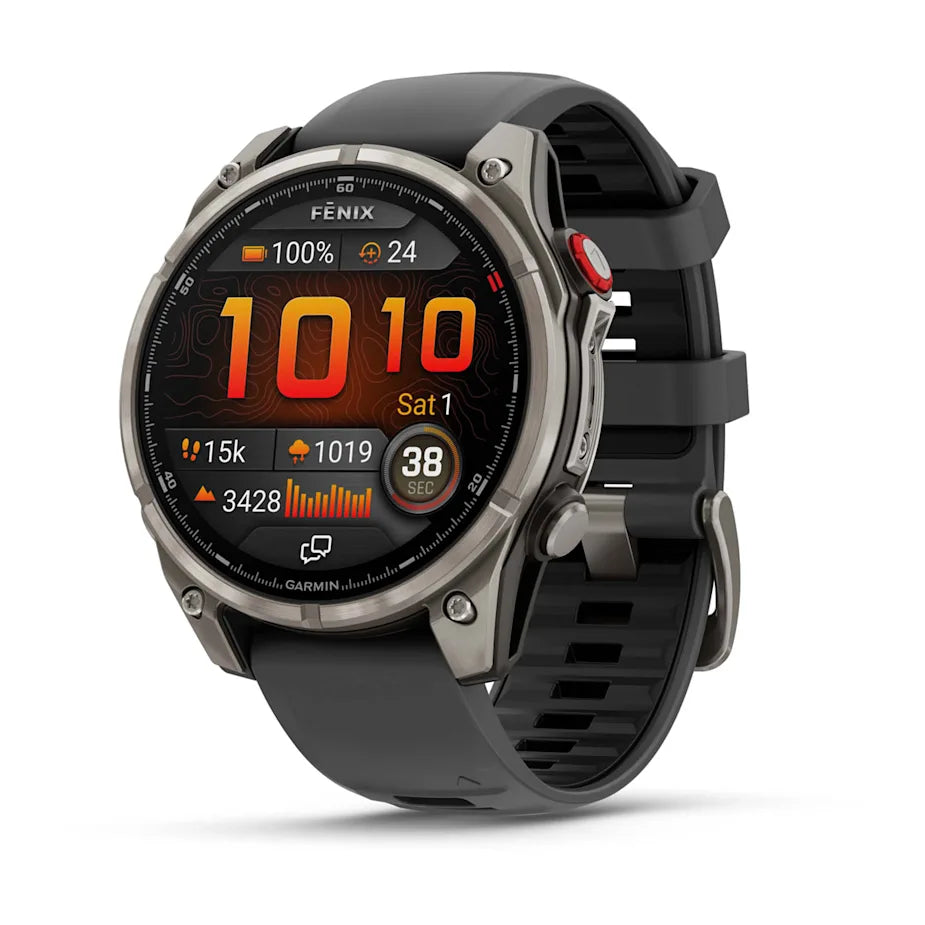 Garmin fēnix 8 Pro, 47mm, AMOLED Display, Premium Connected Multisport GPS Smartwatch, inReach® Technology, Sapphire, Titanium with Graphite/Black Silicone Band