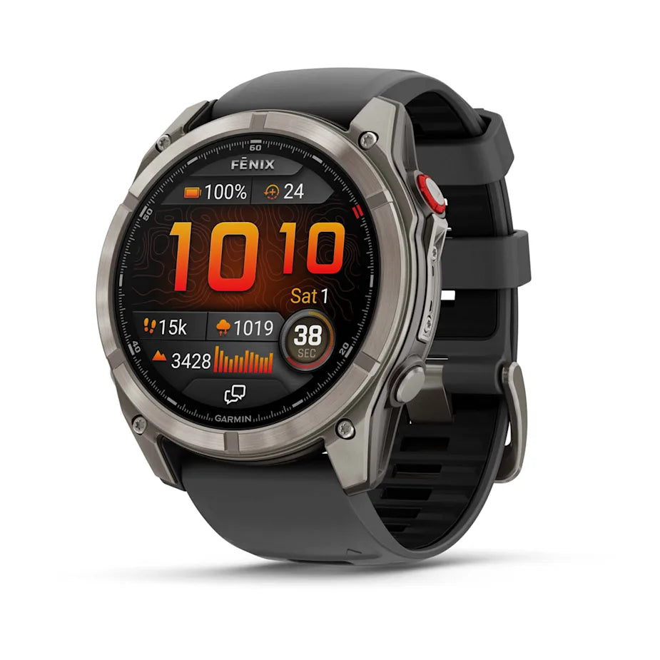 Garmin fēnix 8 Pro, 51mm, AMOLED Display, Premium Connected Multisport GPS Smartwatch, inReach® Technology, Sapphire, Titanium with Graphite/Black Silicone Band