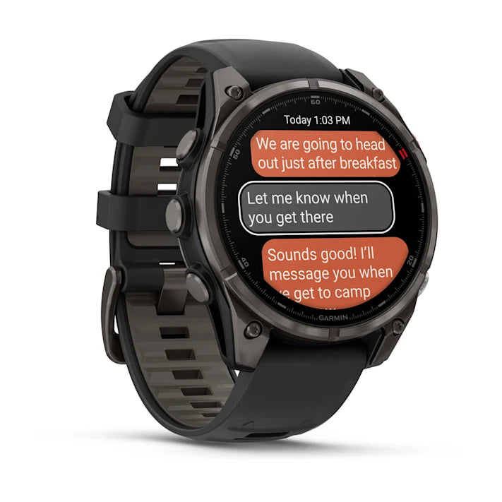 Garmin fēnix 8 Pro, 47mm, AMOLED Display, Premium Connected Multisport GPS Smartwatch, inReach® Technology, Sapphire, Carbon Gray DLC Titanium with Black/Pebble Gray Silicone Band