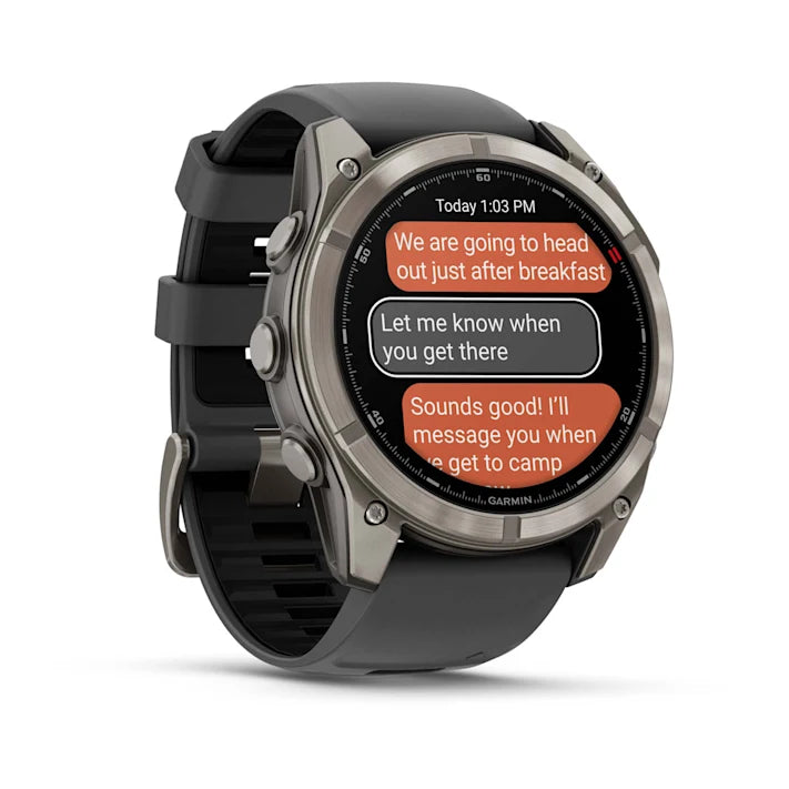 Garmin fēnix 8 Pro, 51mm, AMOLED Display, Premium Connected Multisport GPS Smartwatch, inReach® Technology, Sapphire, Titanium with Graphite/Black Silicone Band