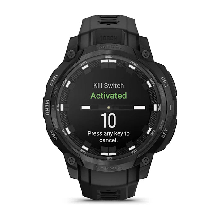 Garmin Instinct Crossover AMOLED - Tactical Edition, Rugged Hybrid GPS Tactical Smartwatch with Analog Watch Hands and Bright AMOLED Display, Black with Black Silicone Band