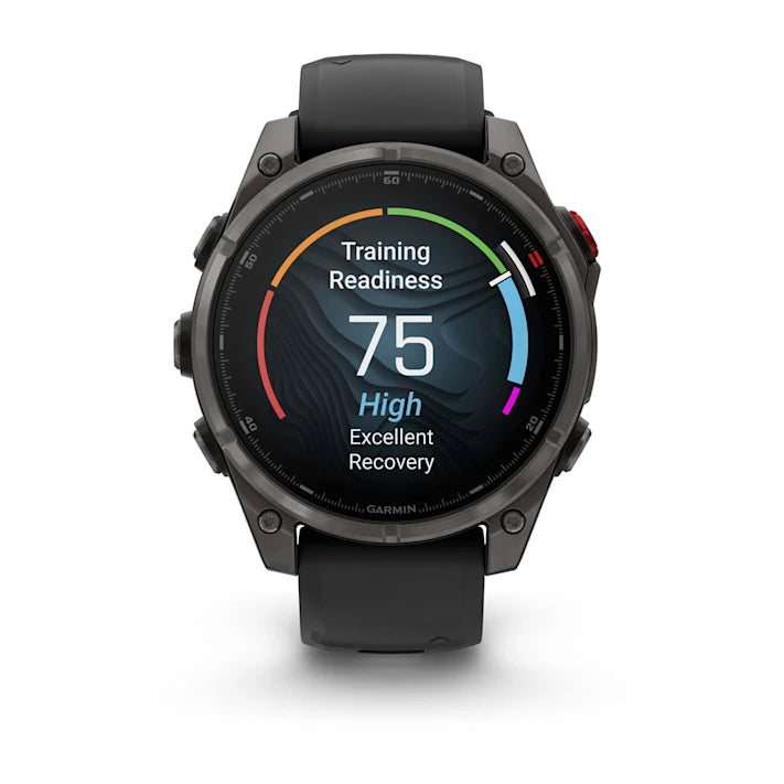 Garmin fēnix 8 Pro, 47mm, AMOLED Display, Premium Connected Multisport GPS Smartwatch, inReach® Technology, Sapphire, Carbon Gray DLC Titanium with Black/Pebble Gray Silicone Band