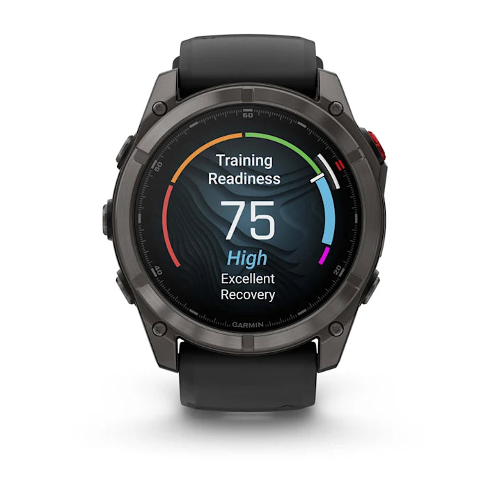 Garmin fēnix 8 Pro, 51mm, AMOLED Display, Premium Connected Multisport GPS Smartwatch, inReach Technology, Sapphire, Carbon Gray DLC Titanium with Black/Pebble Gray Silicone Band