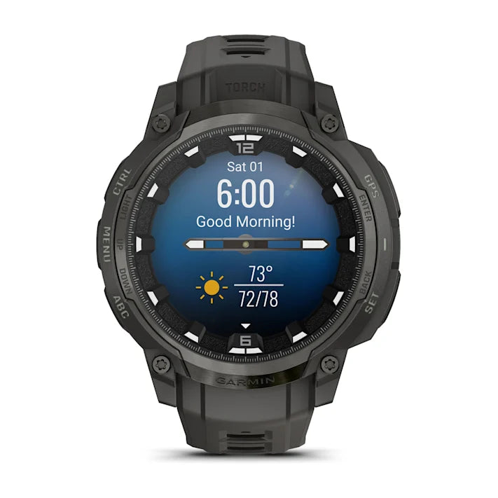 Garmin Instinct Crossover AMOLED, Rugged Hybrid GPS Smartwatch with Analog Watch Hands and Bright AMOLED Display, Charcoal with Charcoal Silicone Band