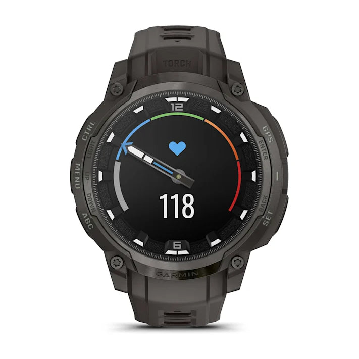 Garmin Instinct Crossover AMOLED, Rugged Hybrid GPS Smartwatch with Analog Watch Hands and Bright AMOLED Display, Charcoal with Charcoal Silicone Band