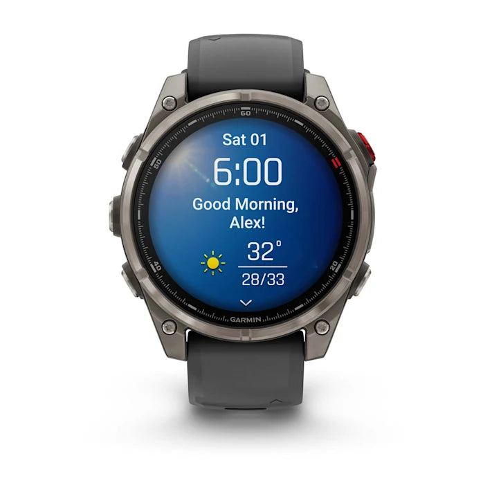 Garmin fēnix 8 Pro, 47mm, AMOLED Display, Premium Connected Multisport GPS Smartwatch, inReach® Technology, Sapphire, Titanium with Graphite/Black Silicone Band
