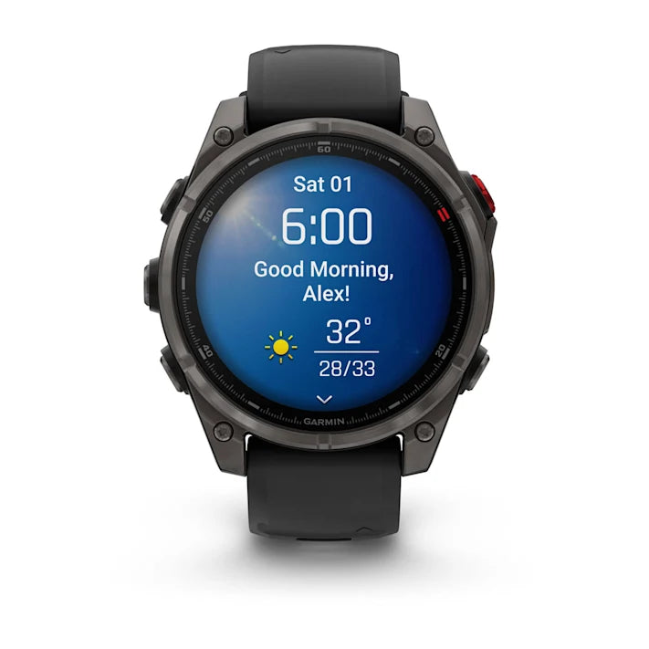 Garmin fēnix 8 Pro, 47mm, AMOLED Display, Premium Connected Multisport GPS Smartwatch, inReach® Technology, Sapphire, Carbon Gray DLC Titanium with Black/Pebble Gray Silicone Band