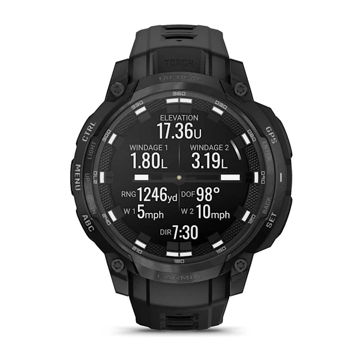 Garmin Instinct Crossover AMOLED - Tactical Edition, Rugged Hybrid GPS Tactical Smartwatch with Analog Watch Hands and Bright AMOLED Display, Black with Black Silicone Band