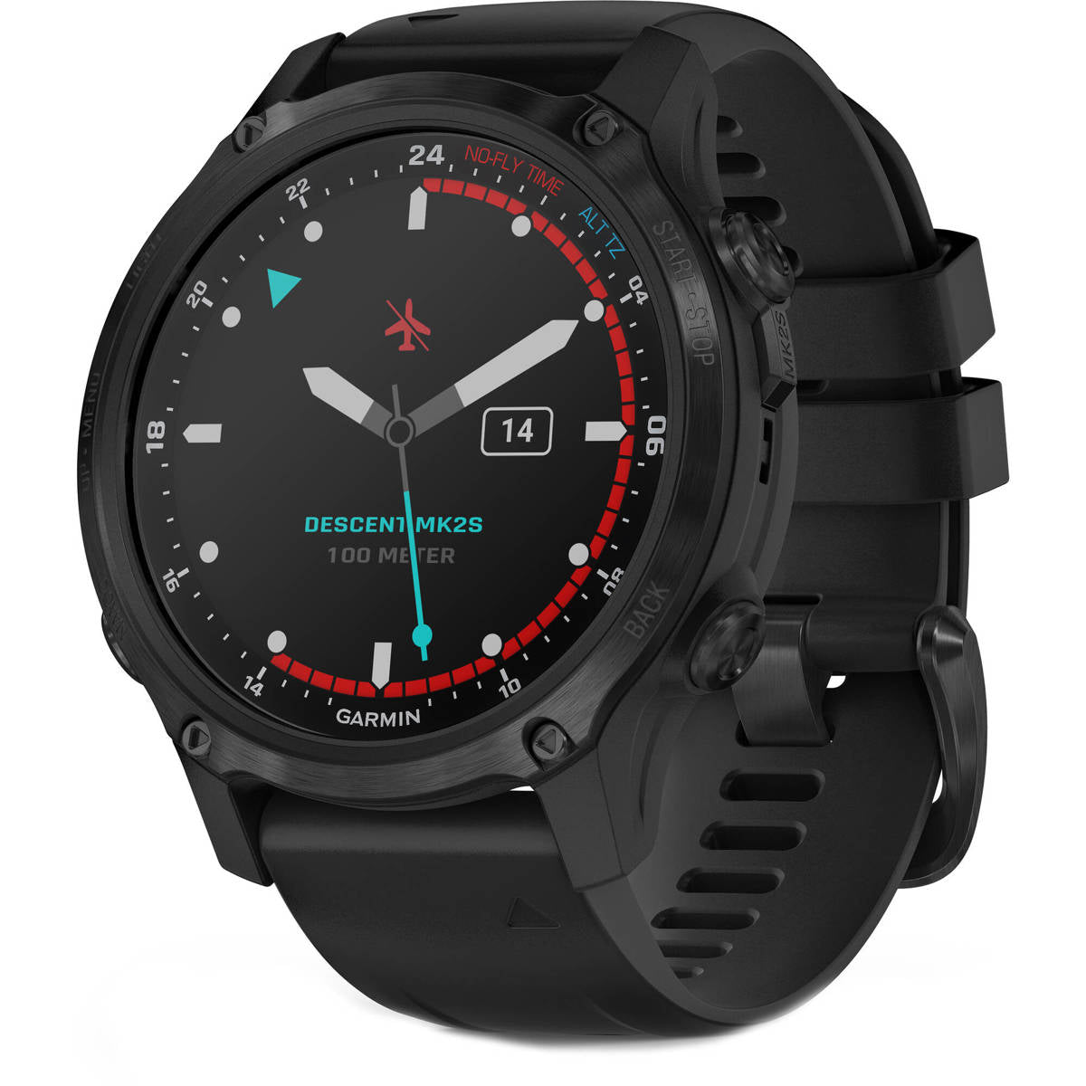 Garmin Descent MK2S Dive 43mm GPS Smart Watch, Carbon Gray DLC with Black Silicone Band