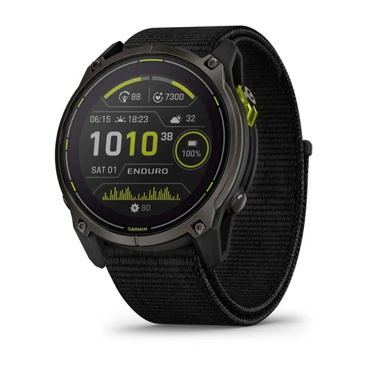 Garmin Enduro 3 Solar Sapphire 51mm GPS Smartwatch, Carbon Gray DLC Titanium with Black Ultrafit Nylon Strap