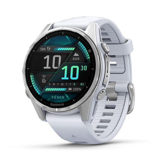 Garmin fenix 8 43mm AMOLED GPS Smartwatch, Silver with Whitestone Silicone Band