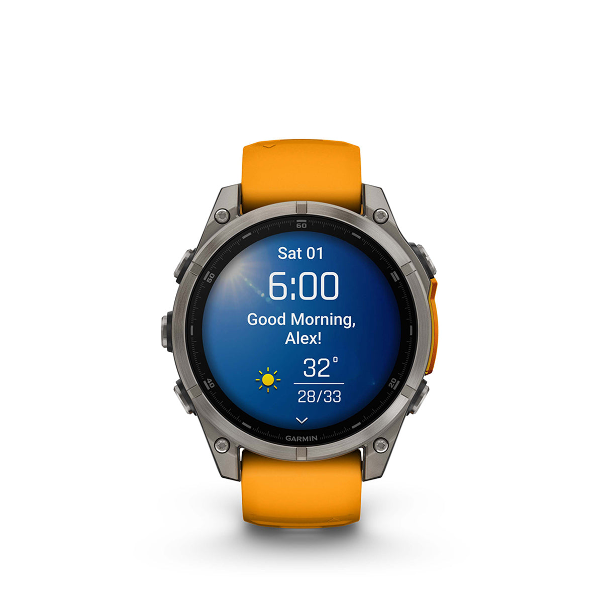Garmin fenix 8 Sapphire 47mm AMOLED GPS Smartwatch, Titanium with Spark Orange/Graphite Silicone Band