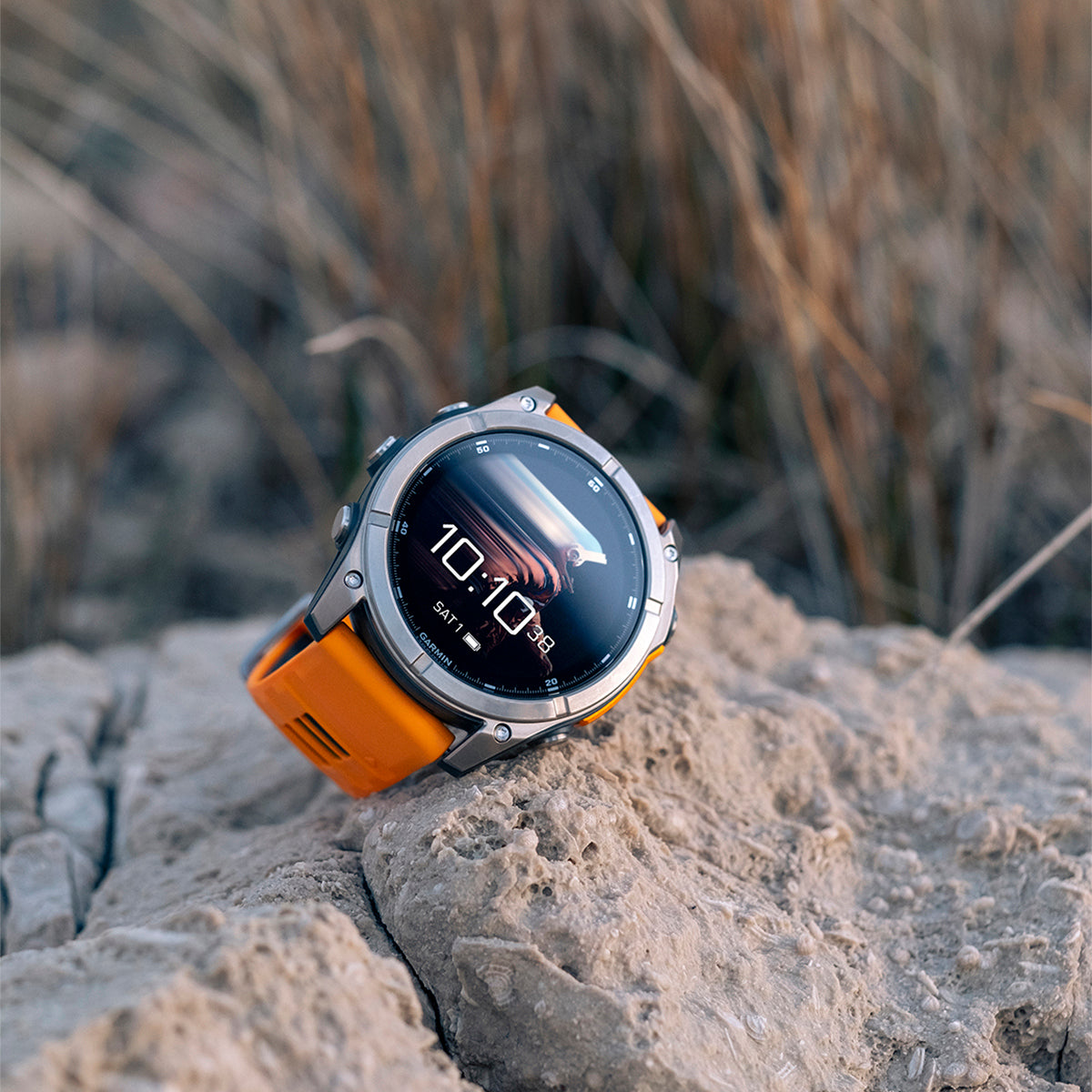Garmin fenix 8 Sapphire 47mm AMOLED GPS Smartwatch, Titanium with Spark Orange/Graphite Silicone Band
