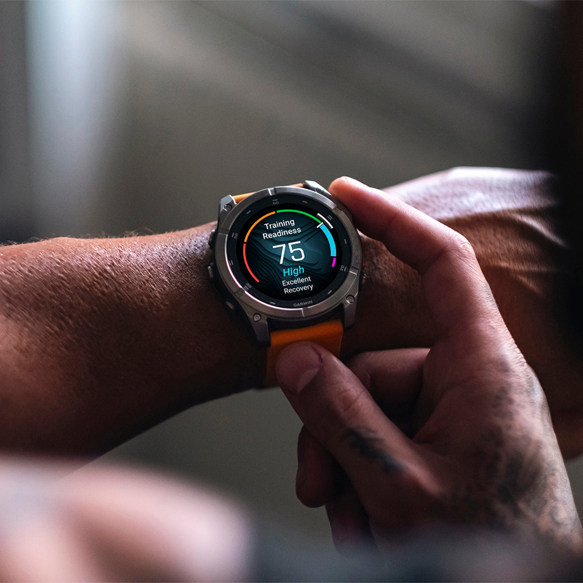 Garmin fenix 8 Sapphire 47mm AMOLED GPS Smartwatch, Titanium with Spark Orange/Graphite Silicone Band