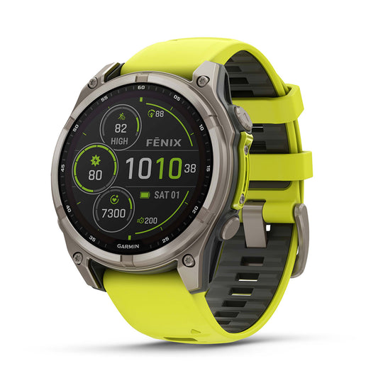 Garmin fenix 8 Solar Sapphire 47mm GPS Smartwatch, Titanium with Amp Yellow/Graphite Silicone Band