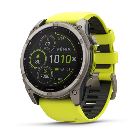 Garmin fenix 8 Solar Sapphire 51mm GPS Smartwatch, Titanium with Amp Yellow/Graphite Silicone Band