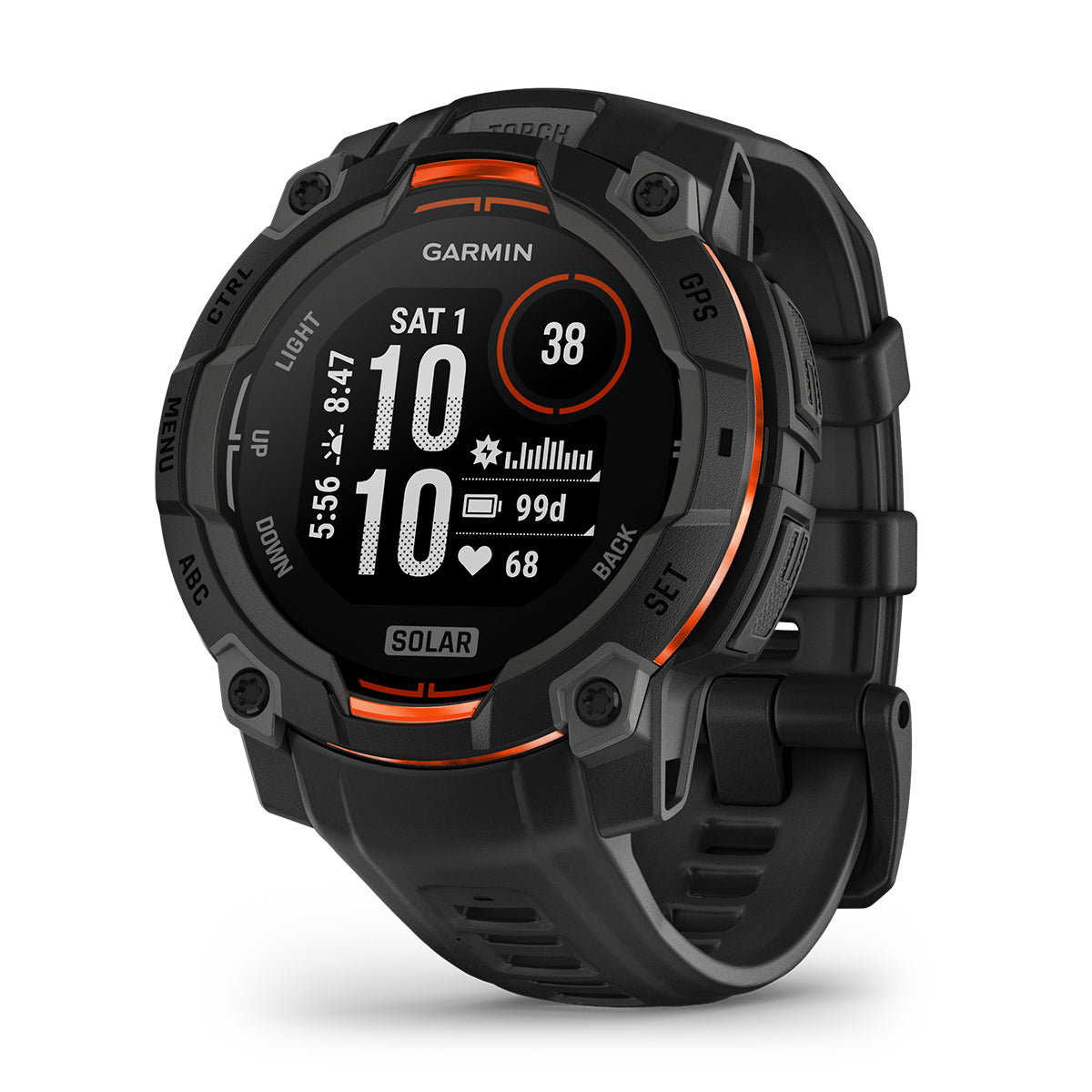 Garmin Instinct 3 45mm Solar GPS Smartwatch with Silicone Band Black