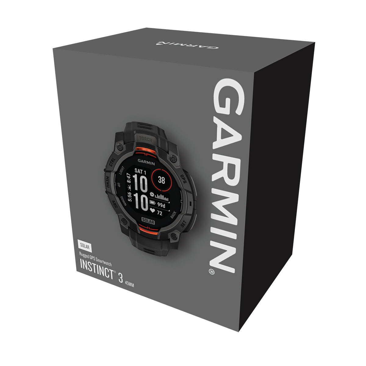 Garmin Instinct 3 45mm Solar GPS Smartwatch with Silicone Band Black