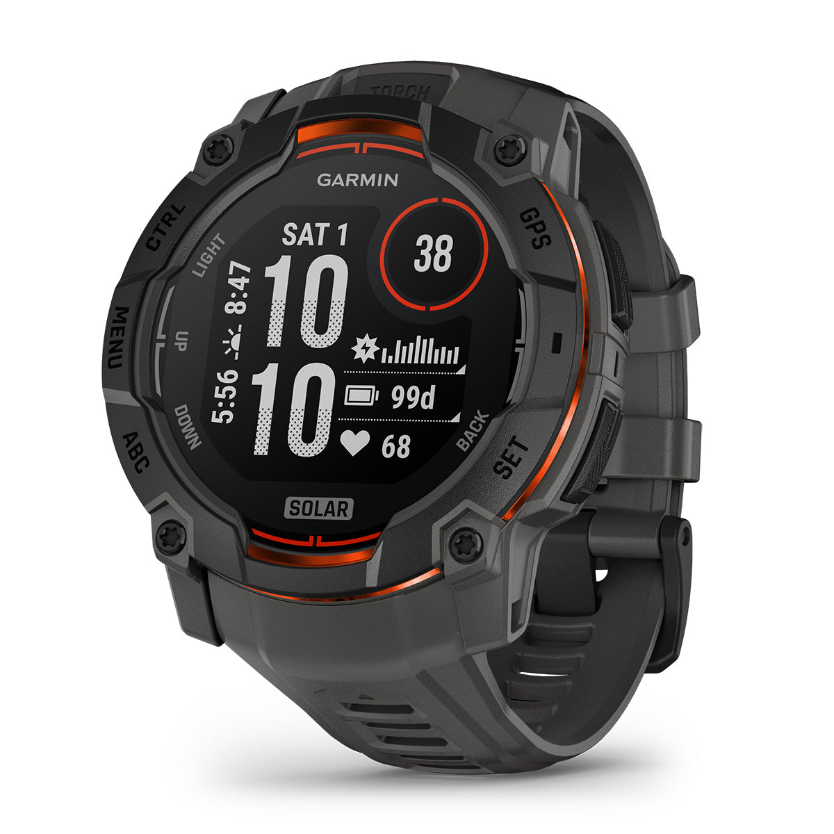 Instinct 3 50mm Solar GPS Smartwatch, Black with Charcoal Silicone Band