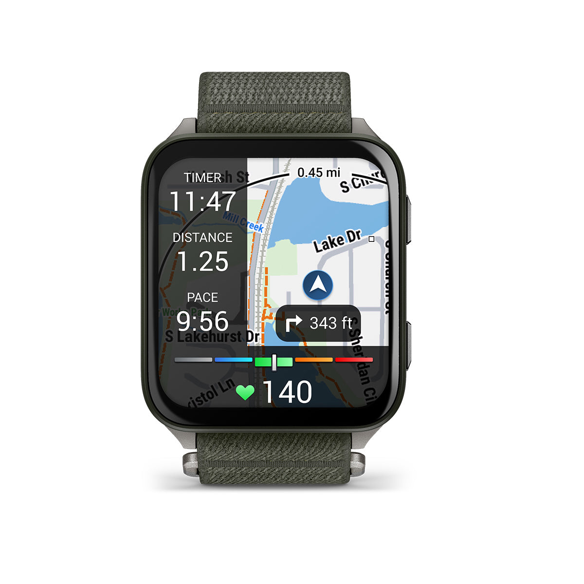 Garmin Venu X1 AMOLED GPS Smartwatch, Titanium Caseback with Moss ComfortFit Nylon Band