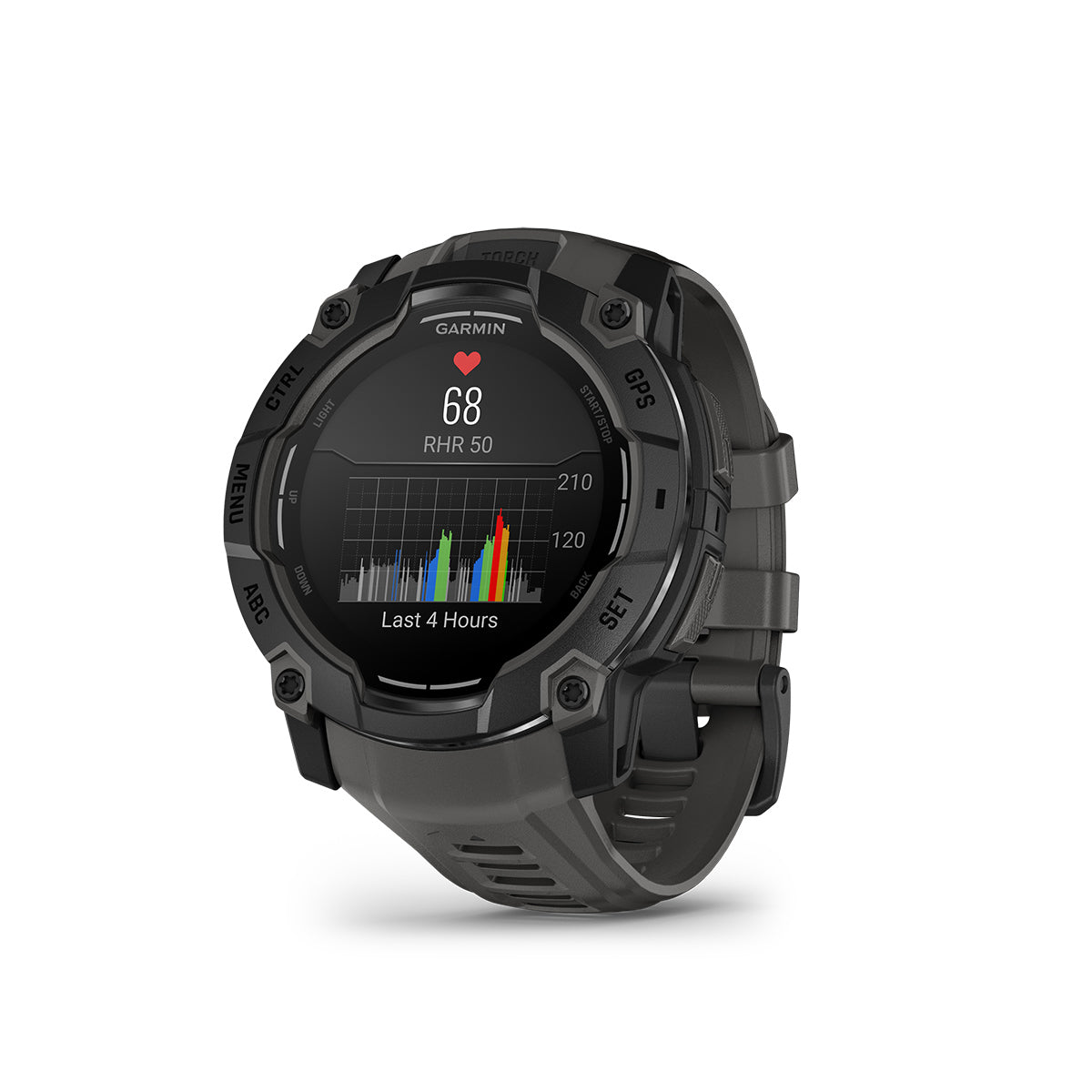 Garmin Instinct 3 50mm AMOLED GPS Smartwatch with Silicone Band Black/Charcoal
