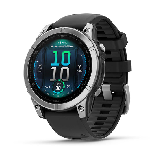 Garmin fenix E 47mm AMOLED GPS Smartwatch, Stainless Steel with Black Silicone Band
