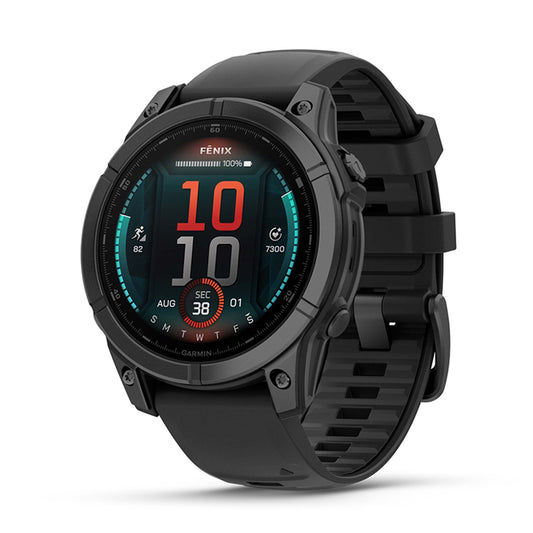 Garmin fenix E 47mm AMOLED GPS Smartwatch, Slate Gray Steel with Black Silicone Band