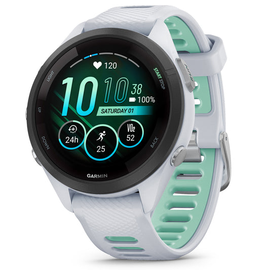 Garmin Forerunner 265S Multisport GPS Smartwatch, Whitestone/Neo Tropic