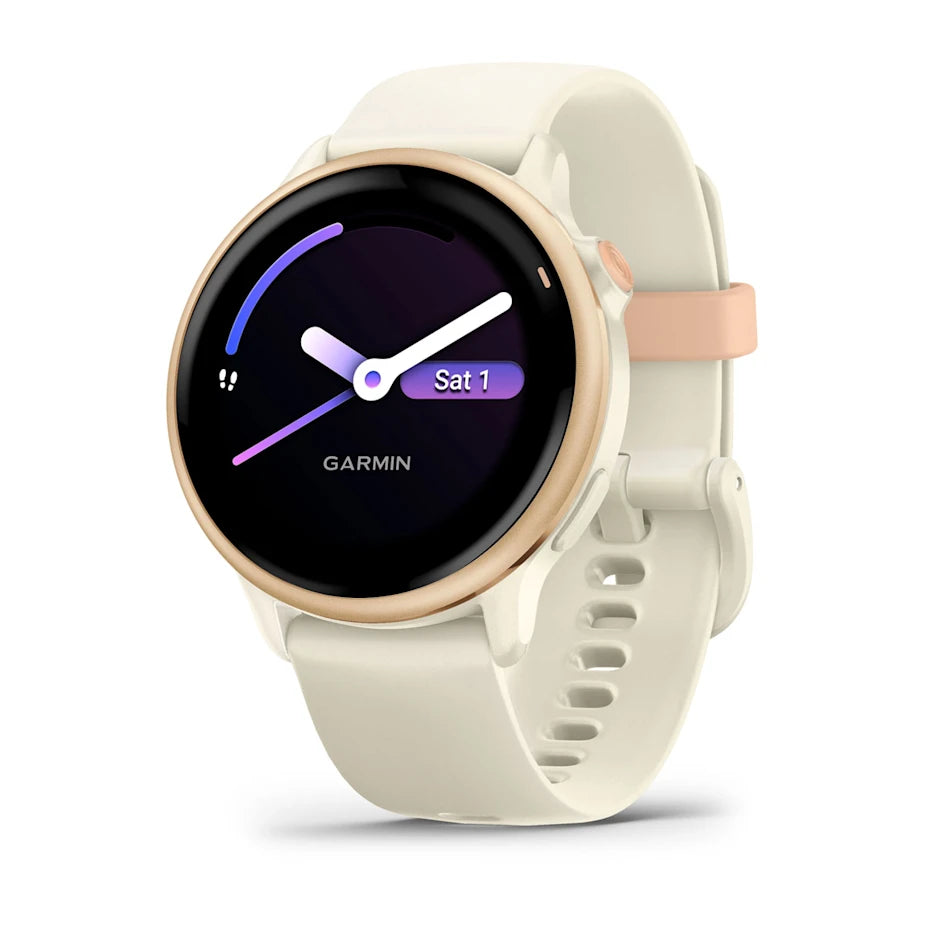 Garmin vívoactive 6, Health and Fitness GPS Smartwatch, AMOLED Display, Up to 11 Days of Battery, Metallic Pink Dawn with Bone Band