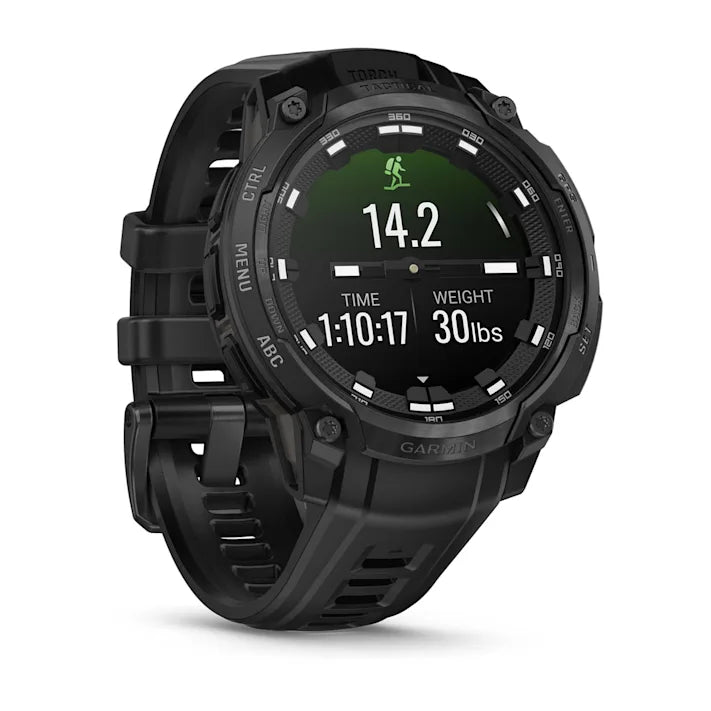 Garmin Instinct Crossover AMOLED - Tactical Edition, Rugged Hybrid GPS Tactical Smartwatch with Analog Watch Hands and Bright AMOLED Display, Black with Black Silicone Band