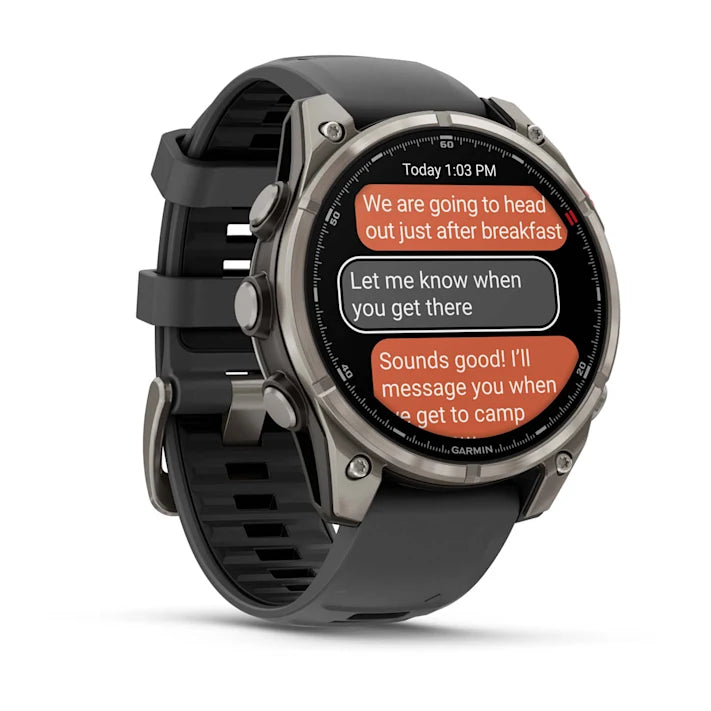 Garmin fēnix 8 Pro, 47mm, AMOLED Display, Premium Connected Multisport GPS Smartwatch, inReach® Technology, Sapphire, Titanium with Graphite/Black Silicone Band