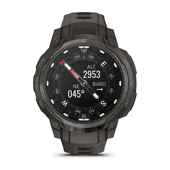 Garmin Instinct Crossover AMOLED, Rugged Hybrid GPS Smartwatch with Analog Watch Hands and Bright AMOLED Display, Charcoal with Charcoal Silicone Band