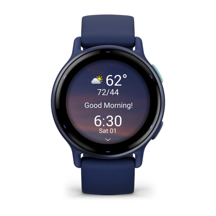 Garmin Vivoactive 5 Fitness Smartwatch, Navy | Official USA Partner Model | Bundle with Deco Essentials 2-Pack Screen Protector and Tech Smart USA Fitness & Wellness Suite