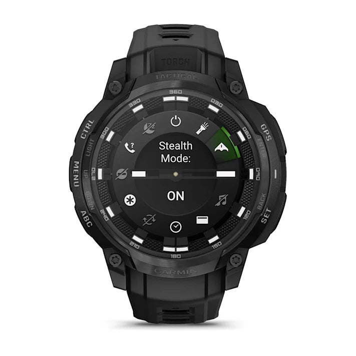 Garmin Instinct Crossover AMOLED - Tactical Edition, Rugged Hybrid GPS Tactical Smartwatch with Analog Watch Hands and Bright AMOLED Display, Black with Black Silicone Band