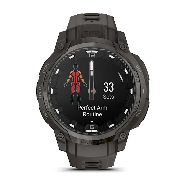 Garmin Instinct Crossover AMOLED, Rugged Hybrid GPS Smartwatch with Analog Watch Hands and Bright AMOLED Display, Charcoal with Charcoal Silicone Band