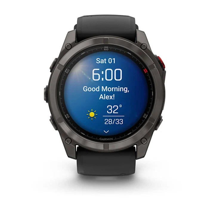 Garmin fēnix 8 Pro, 51mm, AMOLED Display, Premium Connected Multisport GPS Smartwatch, inReach Technology, Sapphire, Carbon Gray DLC Titanium with Black/Pebble Gray Silicone Band