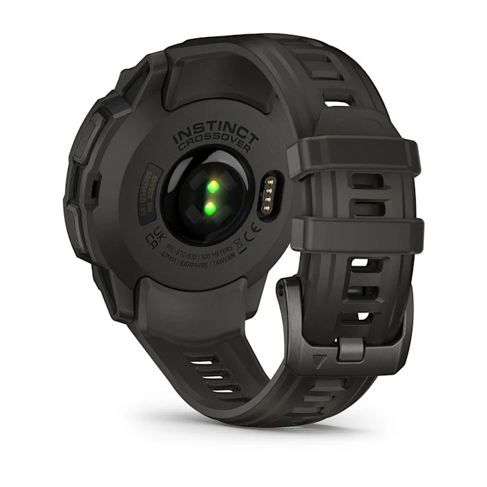 Garmin Instinct Crossover AMOLED, Rugged Hybrid GPS Smartwatch with Analog Watch Hands and Bright AMOLED Display, Charcoal with Charcoal Silicone Band
